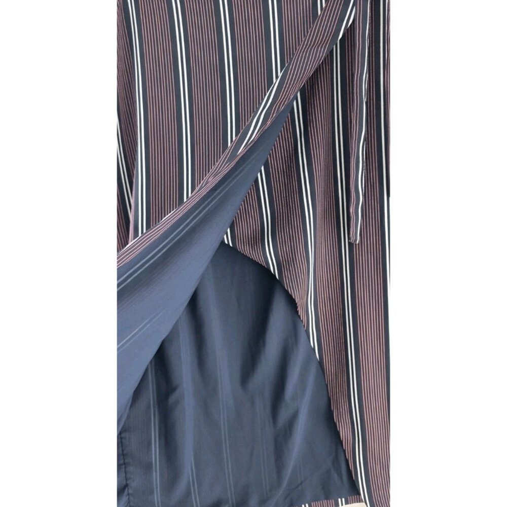 Banana Republic Striped Maxi Wrap Skirt Size 14‎ Navy Red Lined - Picture 12 of 16